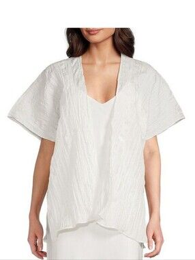 NEW! Sasso + Smyth White Crinkle Silk White Kimono Size O/S